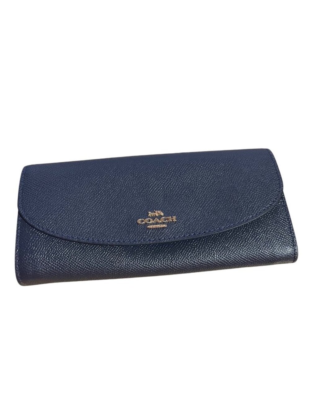 Coach Saffiano Crossgrain Leather Slim Envelope Wallet Navy Midnight Blue F54009